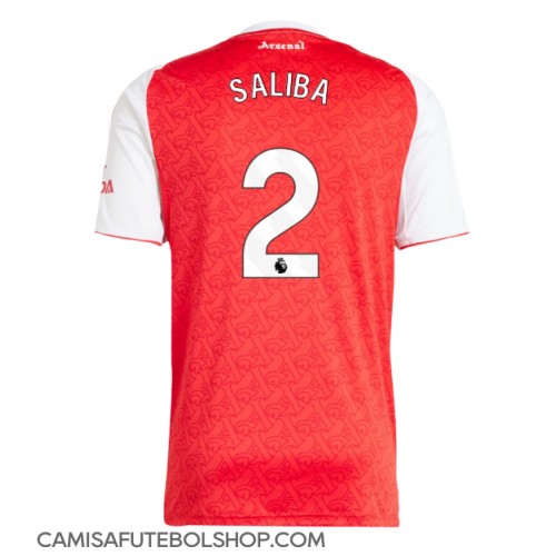 Camisa de time de futebol Arsenal William Saliba #2 Replicas 1º Equipamento 2025-26 Manga Curta